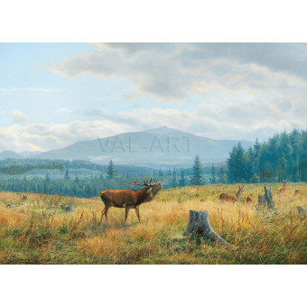 РЕПРОДУКЦИИ НА КАРТИНИ Ревящ елен и сърни на горска поляна (1890)